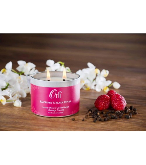 Raspberry & Black Pepper - Massage oil candle Orli Massage Candles handmade candle store