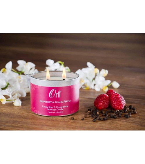 Framboise et poivre noir - Bougie huile de massage professionnelle bougies massantes suisse