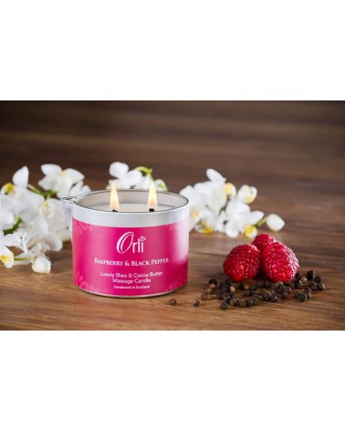 Massage oil candle - Raspberry & Black Pepper Orli Massage Candles handmade candle store