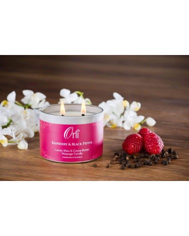 Framboise et poivre noir - Bougie huile de massage professionnelle bougies massantes suisse