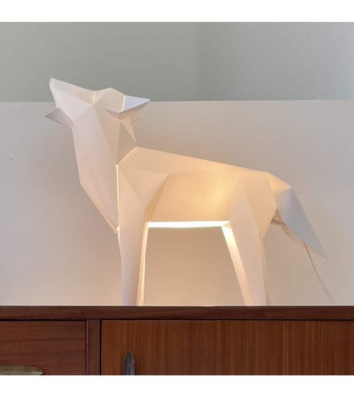 Lampe chien loup - Luminaire animal à poser, lampe de chevet Plizoo a poser de nuit led moderne originale design suisse