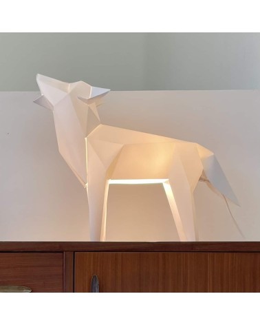 Lampe chien loup - Luminaire animal à poser, lampe de chevet Plizoo a poser de nuit led moderne originale design suisse