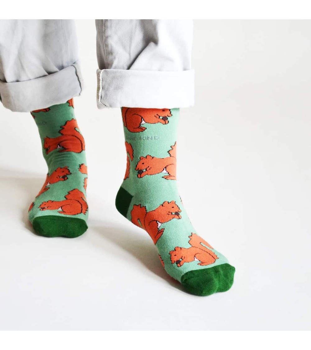 Sauvez les Écureuil roux - Chaussettes en bambou Bare Kind jolies pour femme originales pour homme chausset rigolotes drole S...