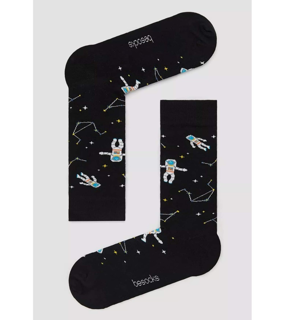 BeCosmos - Chaussettes noires Besocks jolies pour femme originales pour homme chausset rigolotes drole Suisse