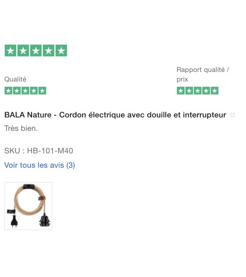 BALA Schnur - Hängelampe mit Stecker, Lampenfassung mit Kabel Hoopzi Kitatori Schweiz kaufen
