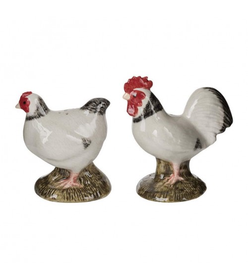 Light Sussex Hen and Rooster - Salt and pepper shaker Quail Ceramics pots set shaker cute unique cool