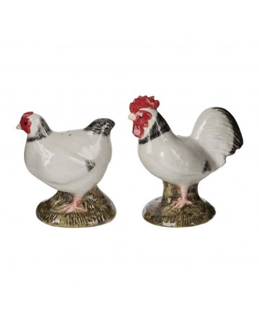 Light Sussex Hen and Rooster - Salt and pepper shaker Quail Ceramics pots set shaker cute unique cool