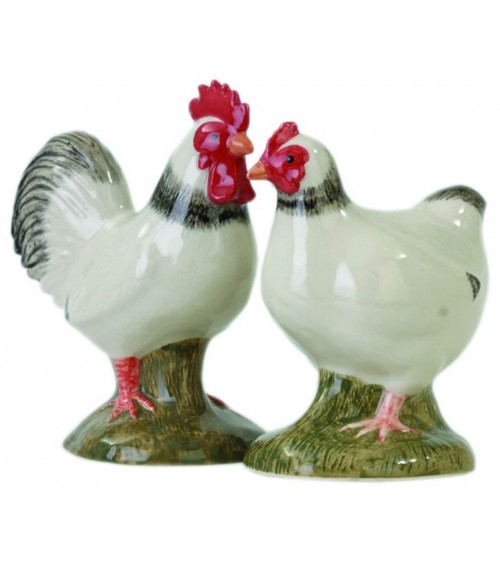 Light Sussex Hen and Rooster - Salt and pepper shaker Quail Ceramics pots set shaker cute unique cool