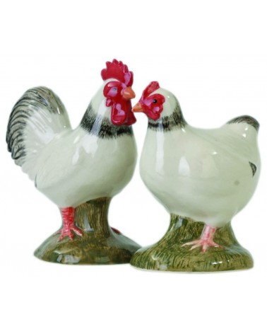 Gallina e gallo di Sussex - Porta sale e pepe Quail Ceramics design da tavola saliera e pepiera