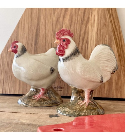 Light Sussex Hen and Rooster - Salt and pepper shaker Quail Ceramics pots set shaker cute unique cool
