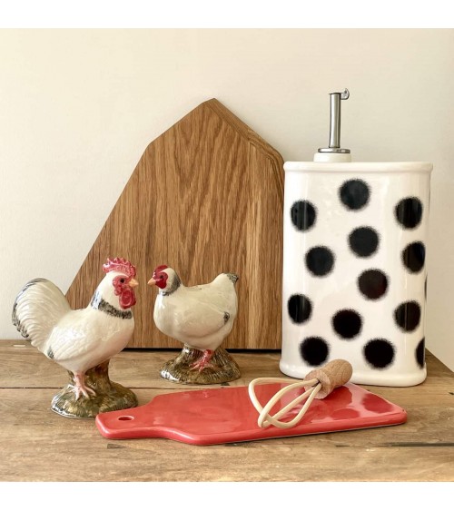 Light Sussex Hen and Rooster - Salt and pepper shaker Quail Ceramics pots set shaker cute unique cool