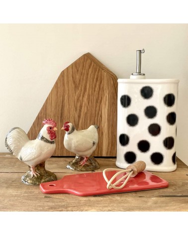 Light Sussex Hen and Rooster - Salt and pepper shaker Quail Ceramics pots set shaker cute unique cool