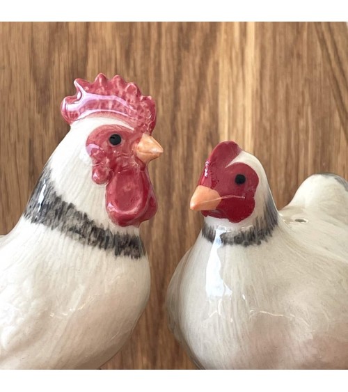 Light Sussex Hen and Rooster - Salt and pepper shaker Quail Ceramics pots set shaker cute unique cool