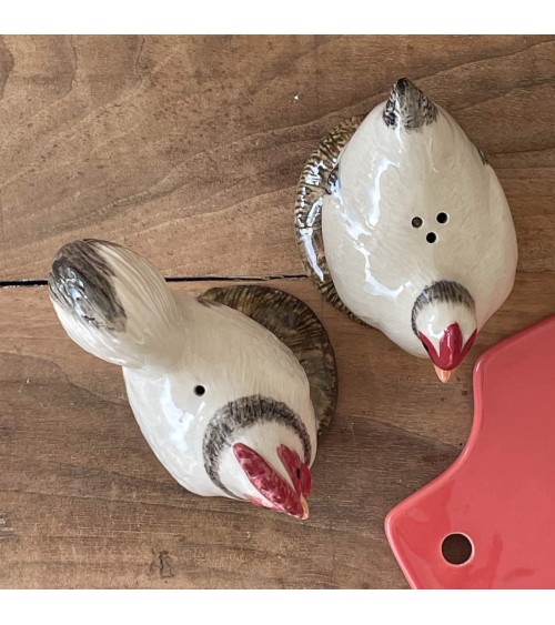 Light Sussex Hen and Rooster - Salt and pepper shaker Quail Ceramics pots set shaker cute unique cool