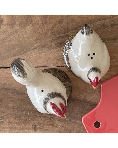 Light Sussex Hen and Rooster - Salt and pepper shaker Quail Ceramics pots set shaker cute unique cool