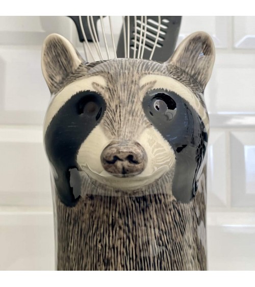 Raccoon - Ceramic Utensil Holder Quail Ceramics