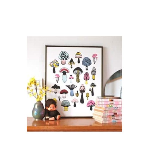 Champignons - Poster Hippstory mural affiche posters muraux design deco salon cuisine chambre enfant
