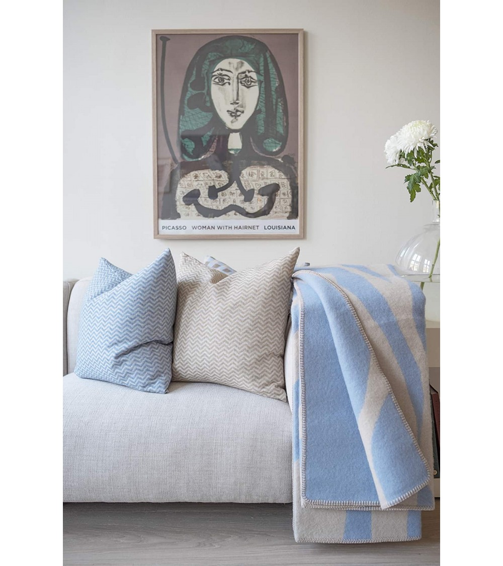 PUGH Blue - Wool and cotton blanket Brita Sweden best cozy soft throws and blankets for sofa