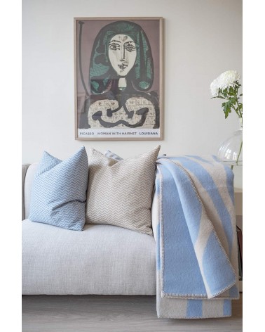 PUGH Blue - Wool and cotton blanket Brita Sweden best cozy soft throws and blankets for sofa