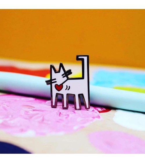 Pin's chat - Keith Hairball Niaski pins rare métal originaux bijoux suisse