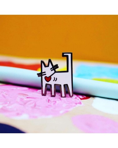 Pin's chat - Keith Hairball Niaski pins rare métal originaux bijoux suisse