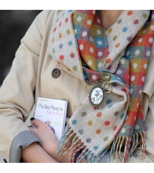 MULTI SPOT Beige - echarpe multicolore en laine merinos Bronte by Moon luxe pour femme homme Suisse Kitatori