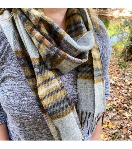 OTLEY Grigio - Sciarpa di lana merinos Bronte by Moon sciarpa inglese per donna da uomo per donna sciarpe di lana eleganti