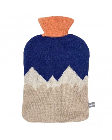 Navy Mountains - Hot water bottle with wool cover Catherine Tough bag long rechargeable luxury cute
