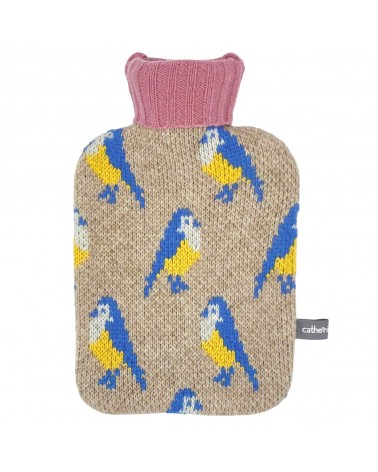 Blue Tits - Small Hot water bottle with wool cover Catherine Tough bag long rechargeable luxury cute