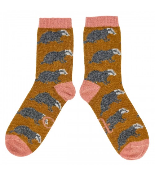 Blaireaux - Chaussettes en laine pour femme Catherine Tough jolies chausset pour homme femme fantaisie drole originales