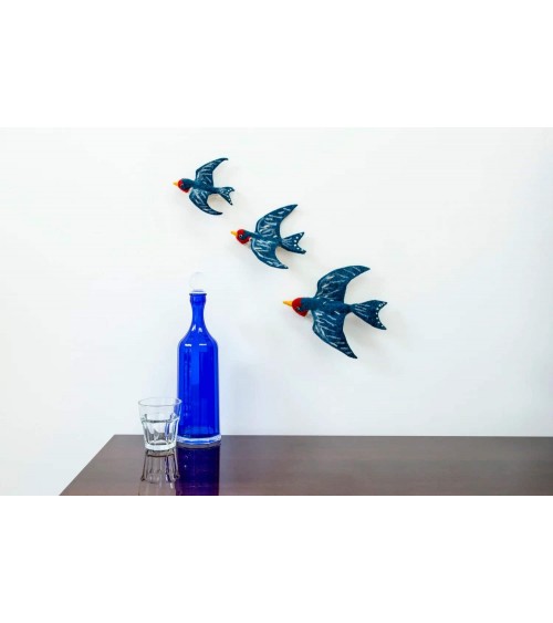 Décoration murale oiseaux - Trio d'hirondelles volantes