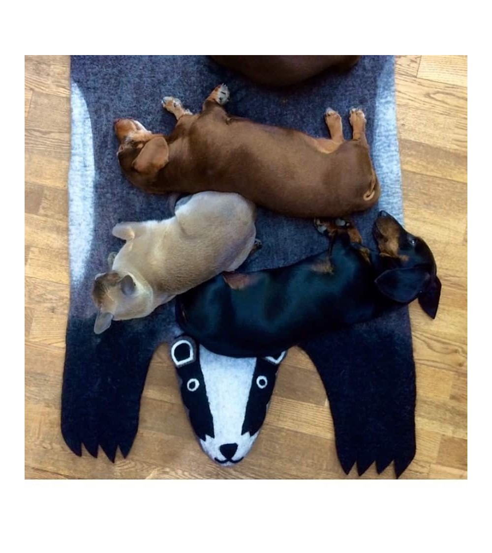 Billie the Badger - Large Wool animal rug Sew Heart Felt animal rugs for nursery animal rug for living room kids