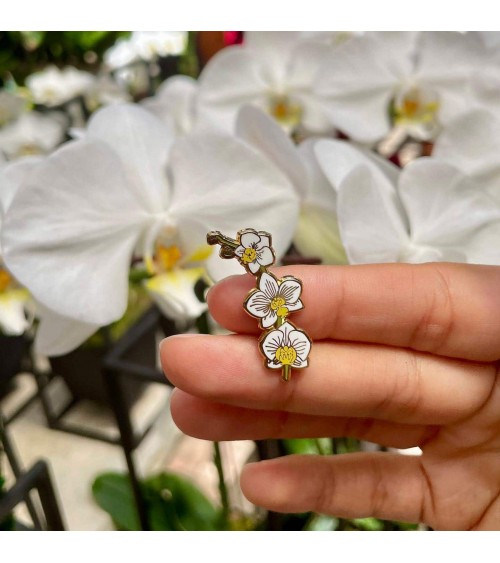 Pin's - Orchidée blanche Plant Scouts pins rare métal originaux bijoux suisse