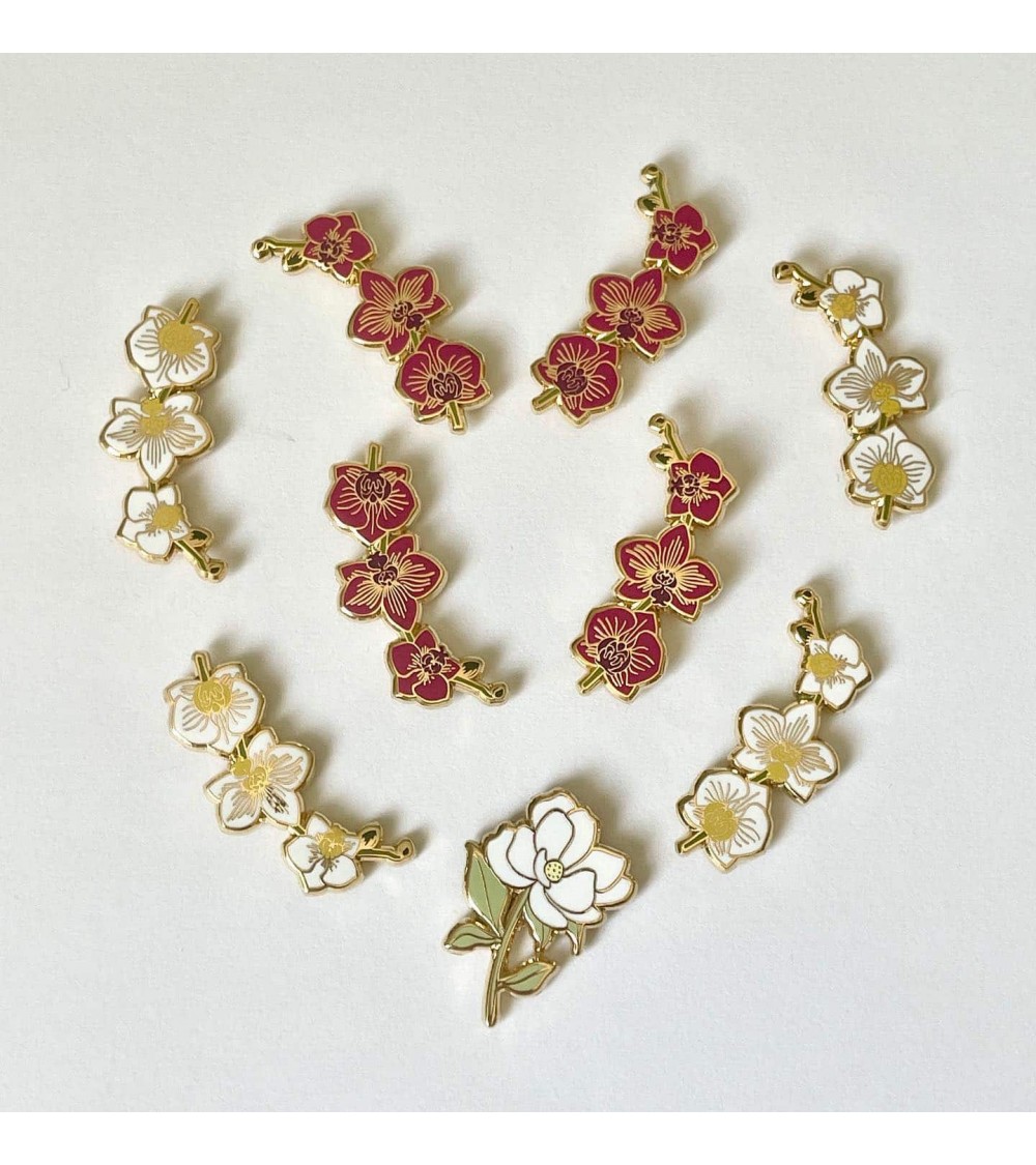 Pin's - Orchidée blanche Plant Scouts pins rare métal originaux bijoux suisse