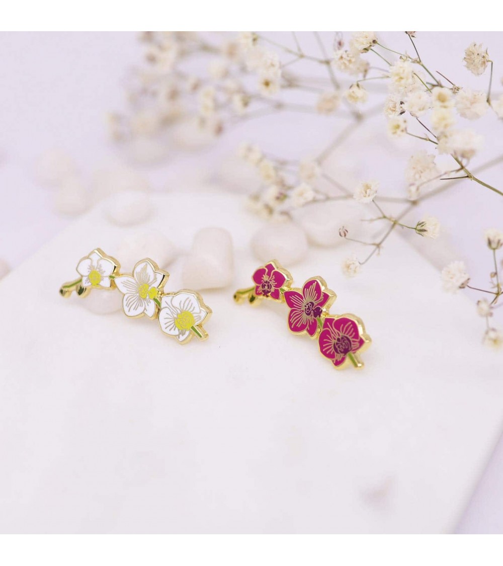 Pin's - Orchidée blanche Plant Scouts pins rare métal originaux bijoux suisse