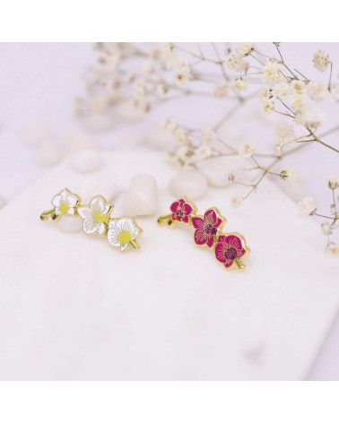 Pin's - Orchidée rose Plant Scouts pins rare métal originaux bijoux suisse