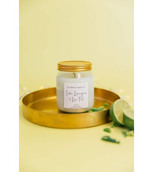 Citronnelle indienne et écorce de citron vert - Bougie Parfumée  artisanale maison originale naturelle suisse