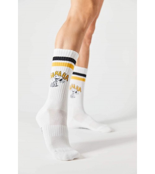 Be Snoopy HAHAHA - Chaussettes de sport blanches Besocks calendrier de l avent chaussettes jolies chausset pour homme femme f...