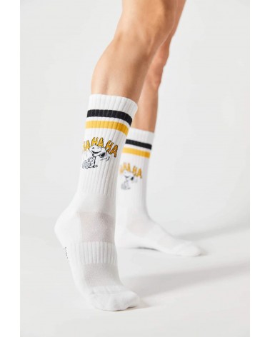 Be Snoopy HAHAHA - Chaussettes de sport blanches Besocks jolies chausset pour homme femme fantaisie drole originales