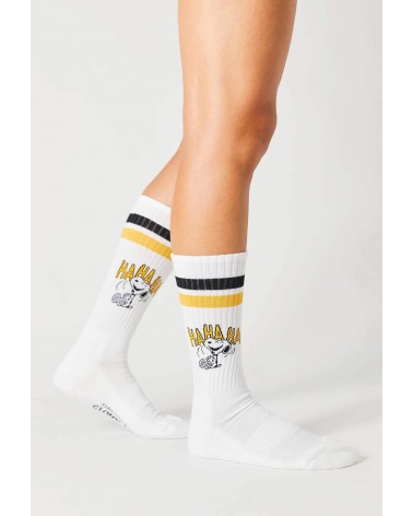 Be Snoopy HAHAHA - Chaussettes de sport blanches Besocks jolies chausset pour homme femme fantaisie drole originales