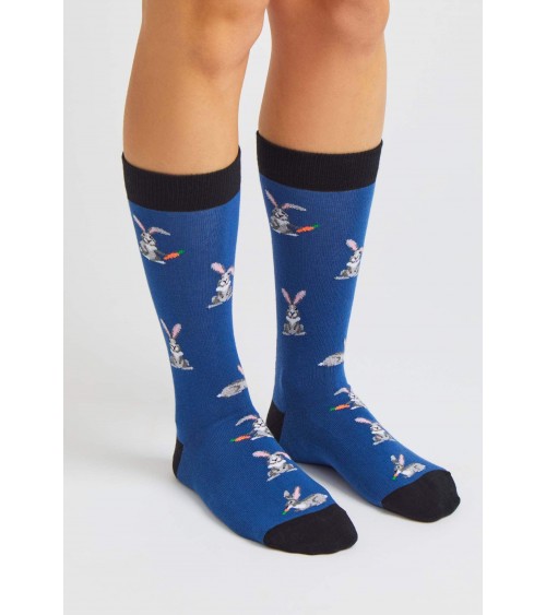 Chaussettes BeRabbit - Lapin - Bleu Besocks jolies chausset pour homme femme fantaisie drole originales