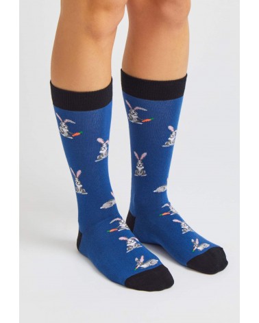 Chaussettes BeRabbit - Lapin - Bleu Besocks jolies pour femme originales pour homme chausset rigolotes drole Suisse