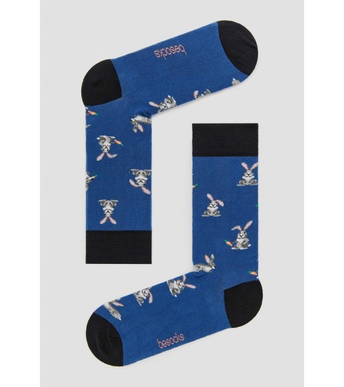 Chaussettes BeRabbit - Lapin - Bleu Besocks jolies pour femme originales pour homme chausset rigolotes drole Suisse