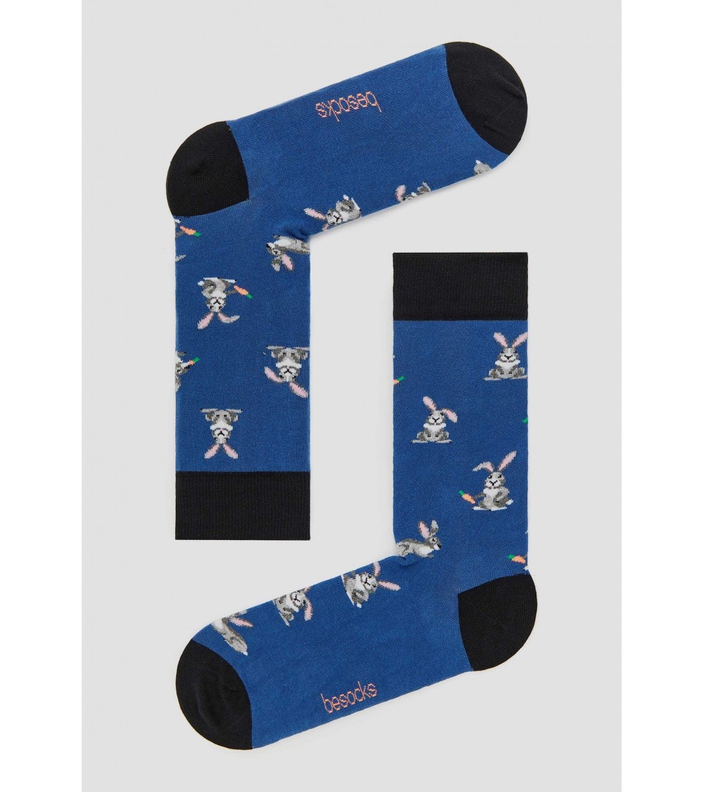 Chaussettes BeRabbit - Lapin - Bleu Besocks jolies pour femme originales pour homme chausset rigolotes drole Suisse
