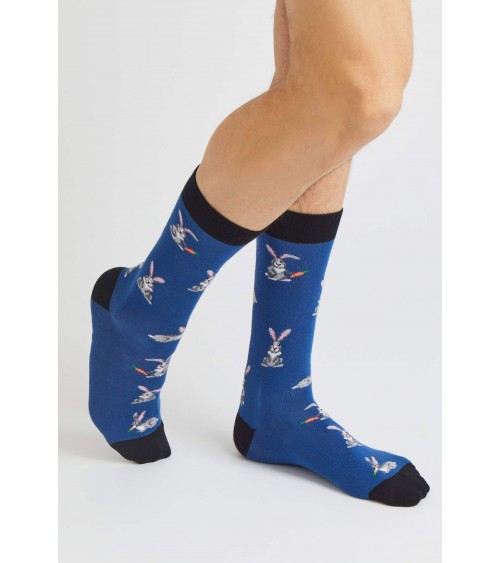 Chaussettes BeRabbit - Lapin - Bleu Besocks jolies pour femme originales pour homme chausset rigolotes drole Suisse