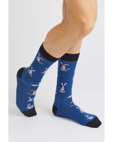 Chaussettes BeRabbit - Lapin - Bleu Besocks jolies pour femme originales pour homme chausset rigolotes drole Suisse