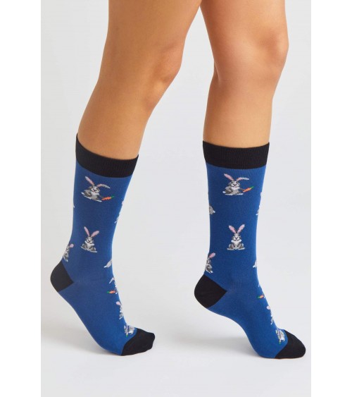 Chaussettes BeRabbit - Lapin - Bleu Besocks jolies pour femme originales pour homme chausset rigolotes drole Suisse