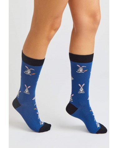 Chaussettes BeRabbit - Lapin - Bleu Besocks jolies pour femme originales pour homme chausset rigolotes drole Suisse