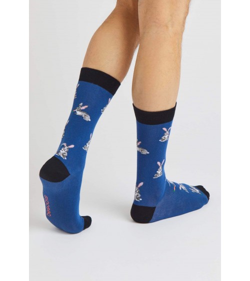 Chaussettes BeRabbit - Lapin - Bleu Besocks jolies pour femme originales pour homme chausset rigolotes drole Suisse