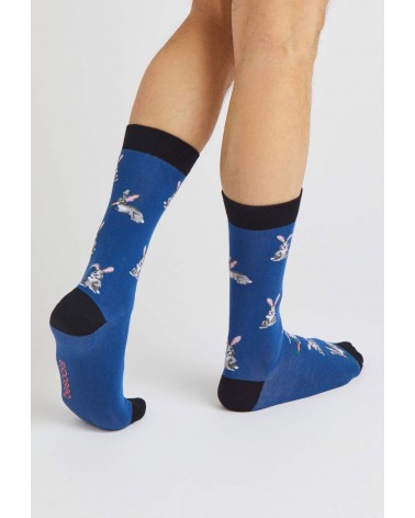 Chaussettes BeRabbit - Lapin - Bleu Besocks jolies pour femme originales pour homme chausset rigolotes drole Suisse